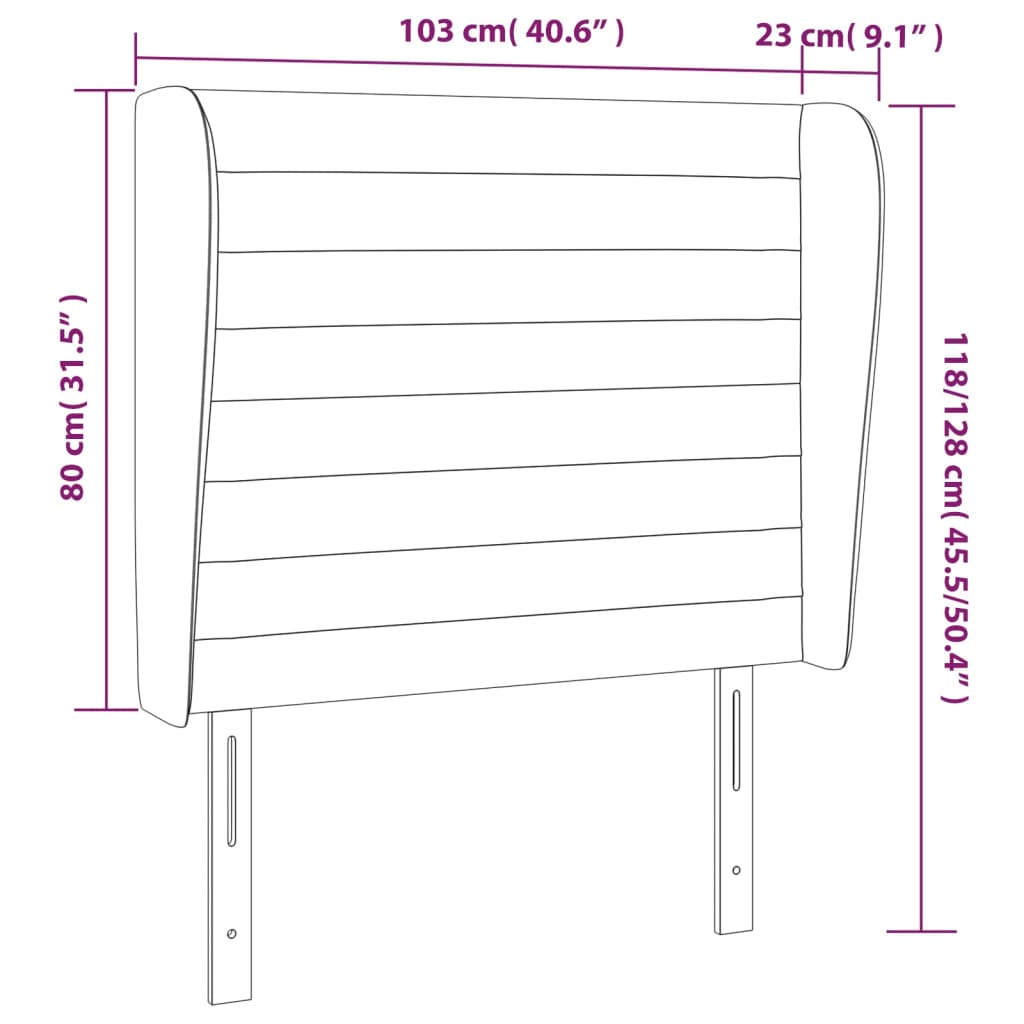 vidaXL Cabecero con orejas de tela gris claro 103x23x118/128 cm