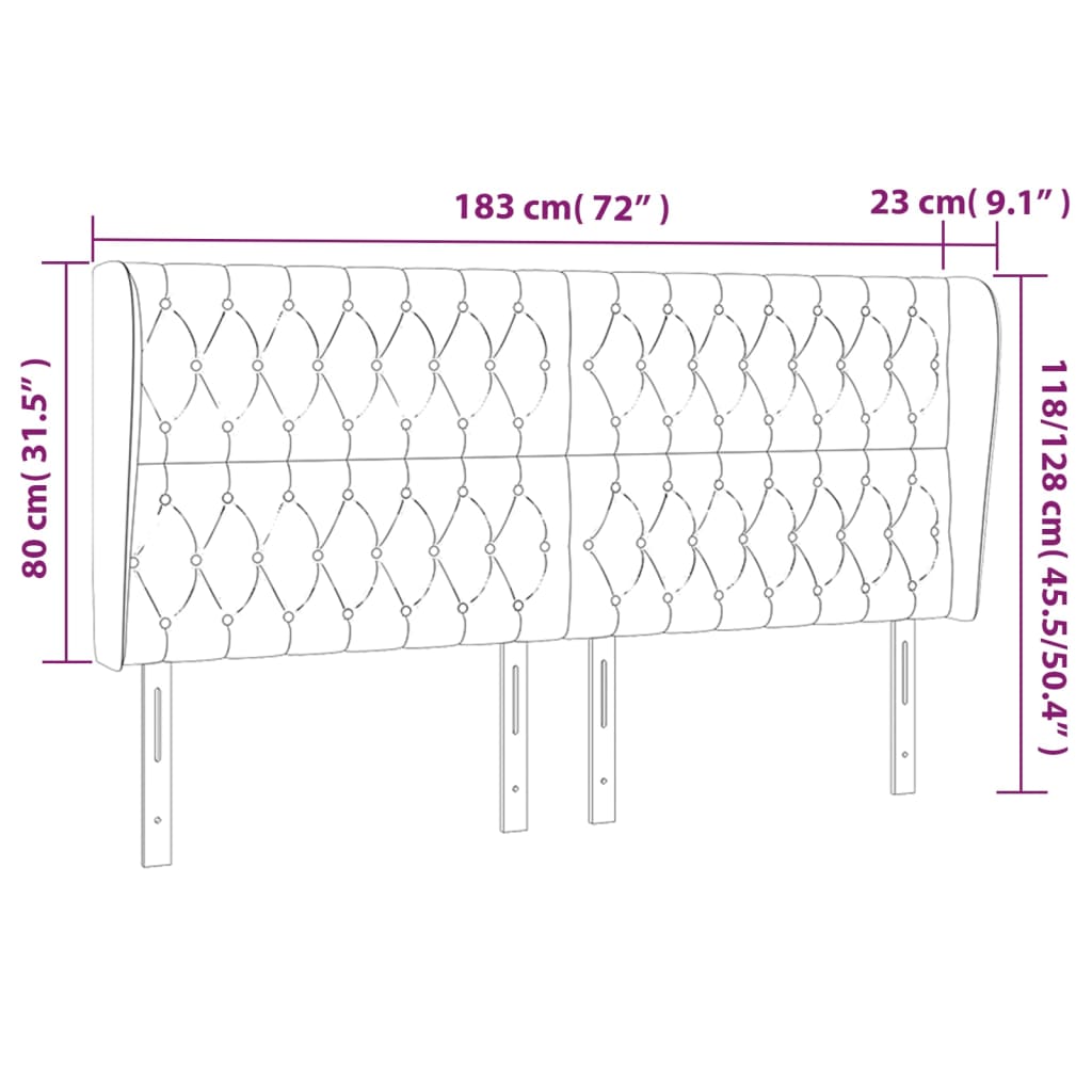 vidaXL Cabecero con orejas de tela azul 183x23x118/128 cm