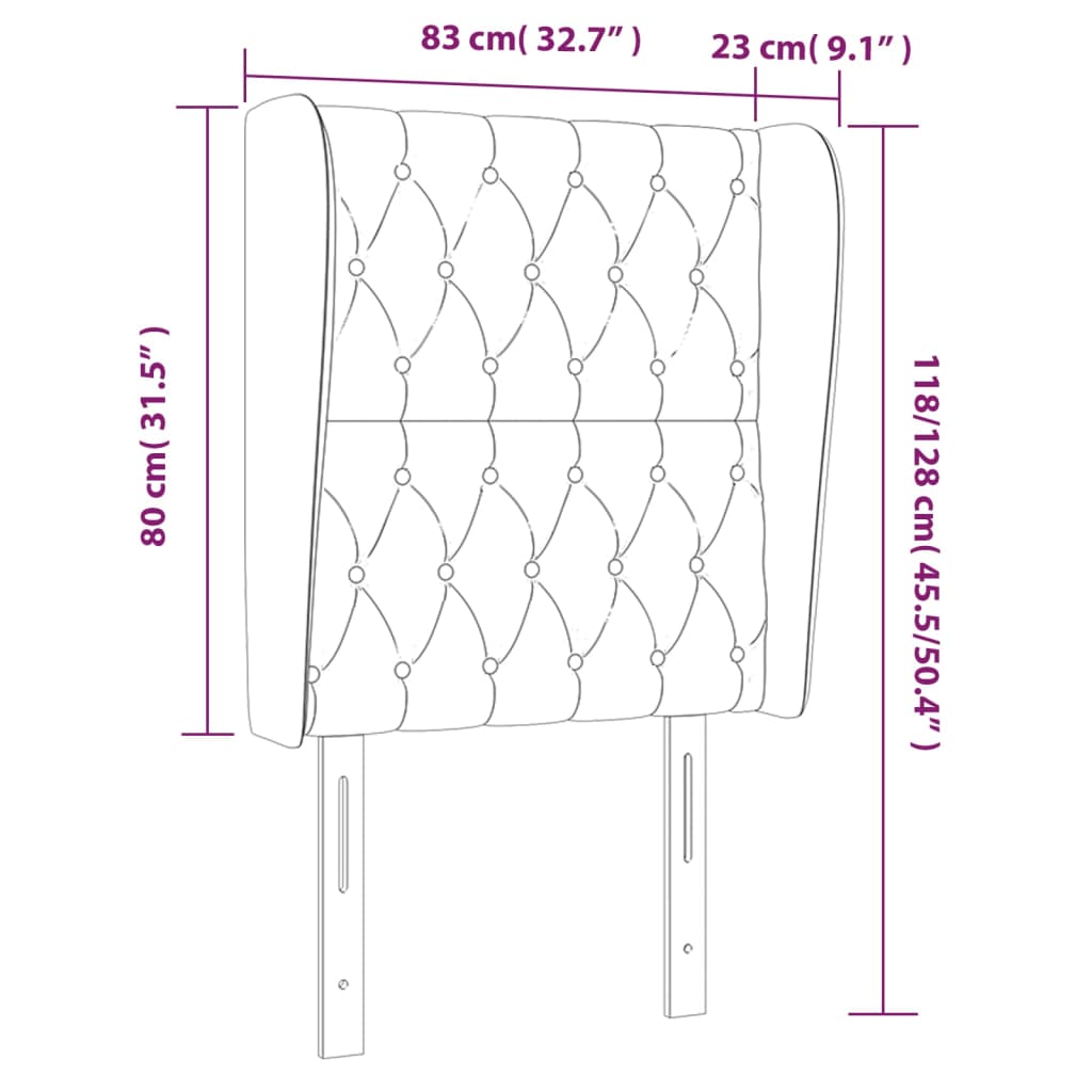 vidaXL Cabecero con orejas de terciopelo rosa 83x23x118/128 cm