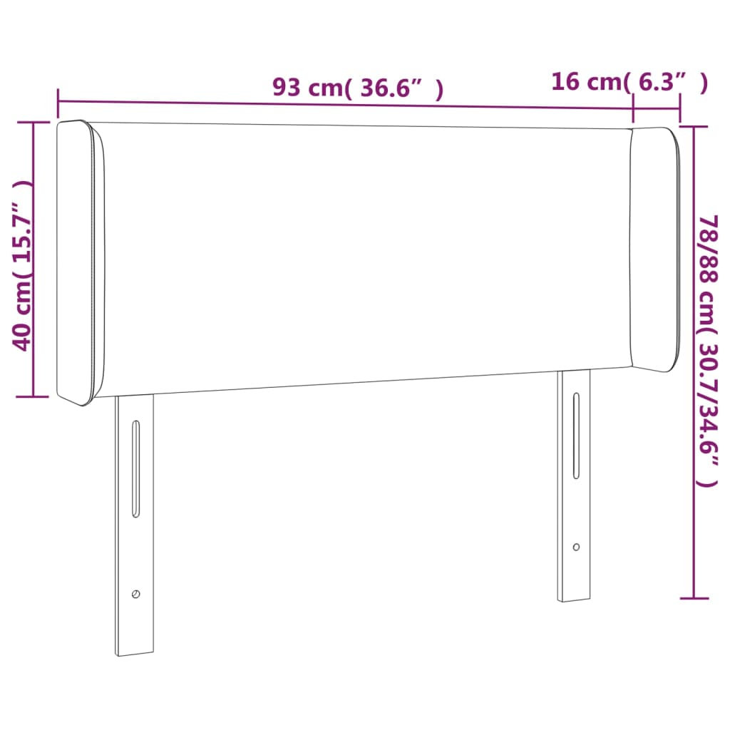 vidaXL Cabecero de terciopelo negro 93x16x78/88 cm