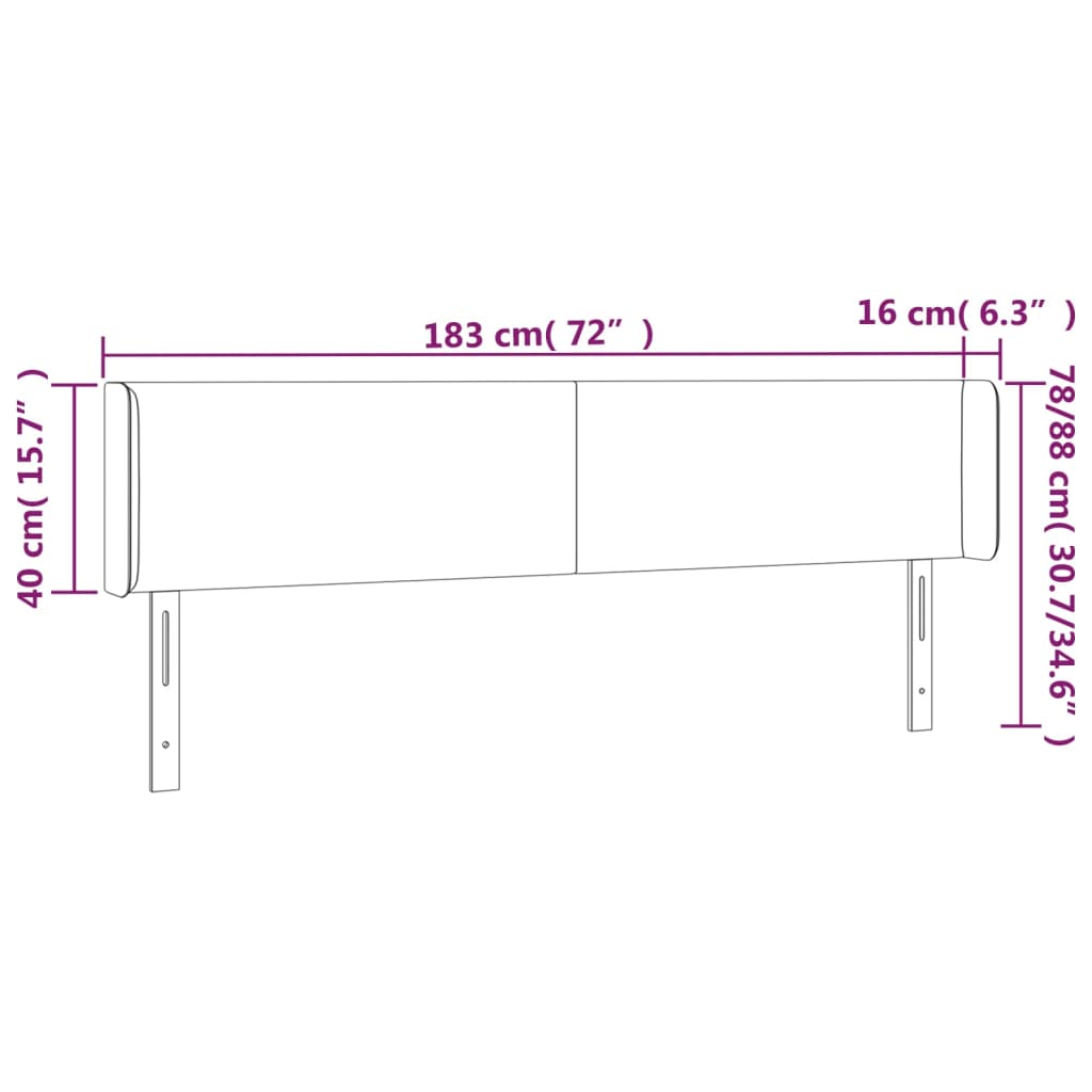 vidaXL Cabecero de terciopelo gris oscuro 183x16x78/88 cm