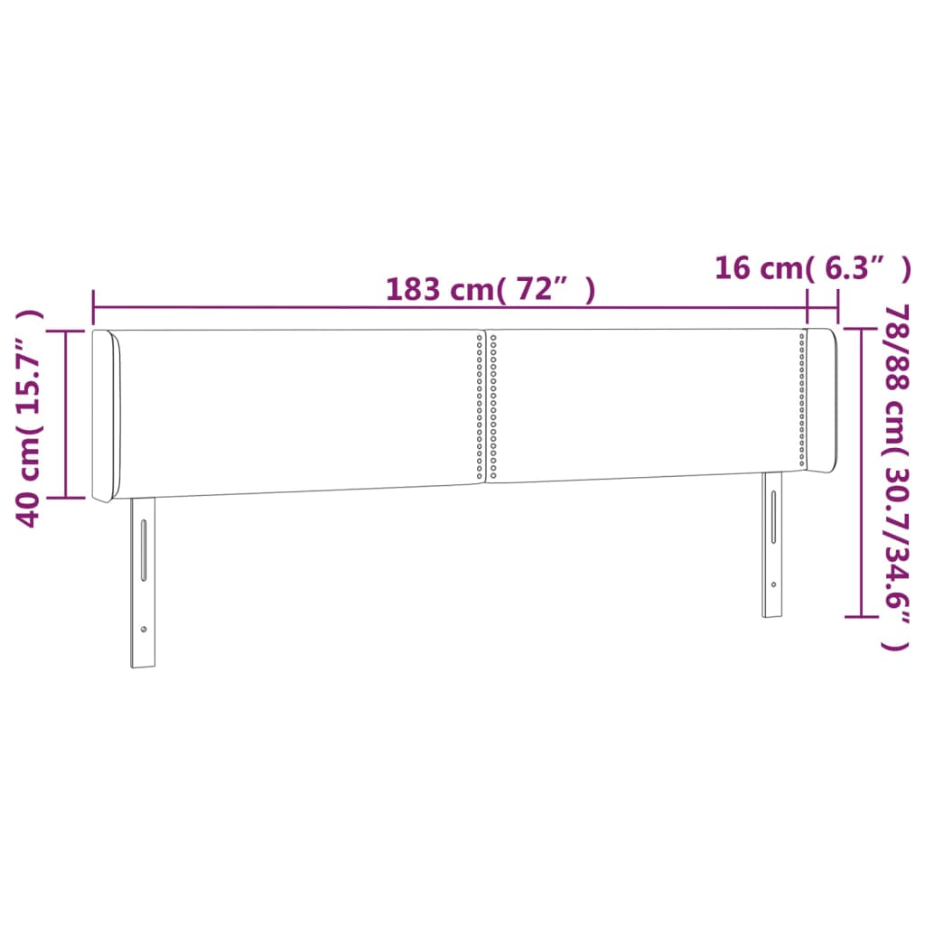 vidaXL Cabecero de tela gris oscuro 183x16x78/88 cm