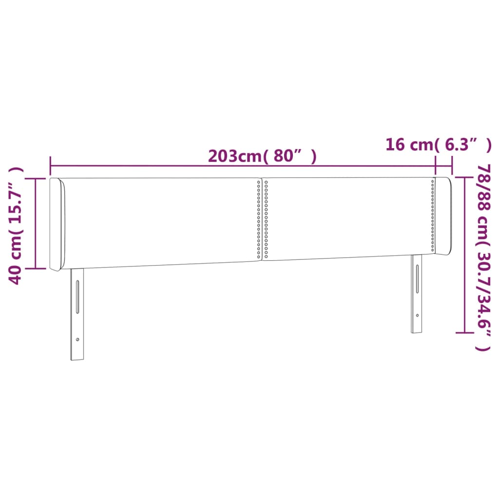 vidaXL Cabecero de tela color crema 203x16x78/88 cm