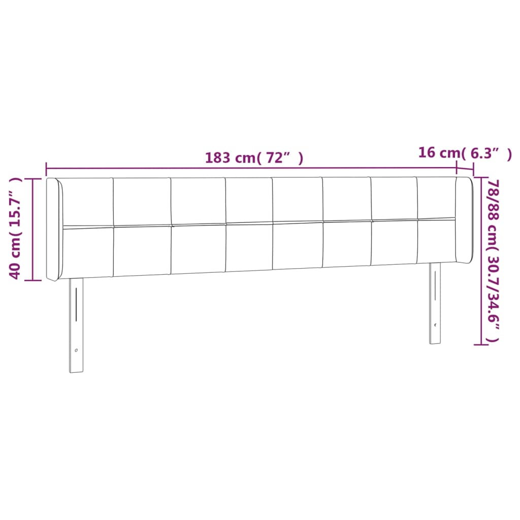 vidaXL Cabecero de terciopelo gris claro 183x16x78/88 cm