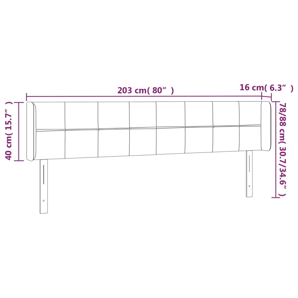 vidaXL Cabecero de terciopelo rosa 203x16x78/88 cm