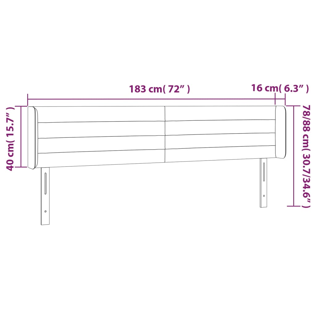 vidaXL Cabecero de terciopelo gris claro 183x16x78/88 cm