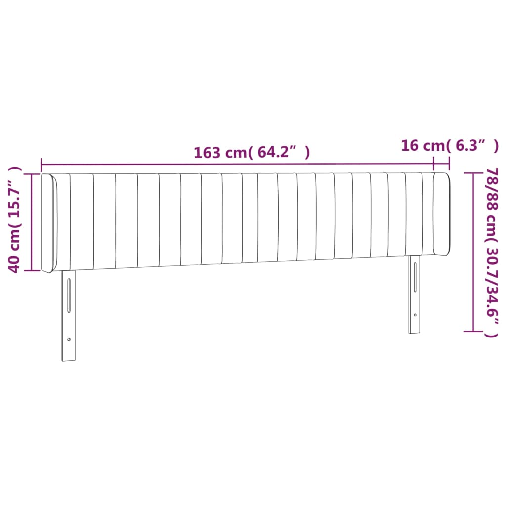 vidaXL Cabecero de tela color crema 163x16x78/88 cm