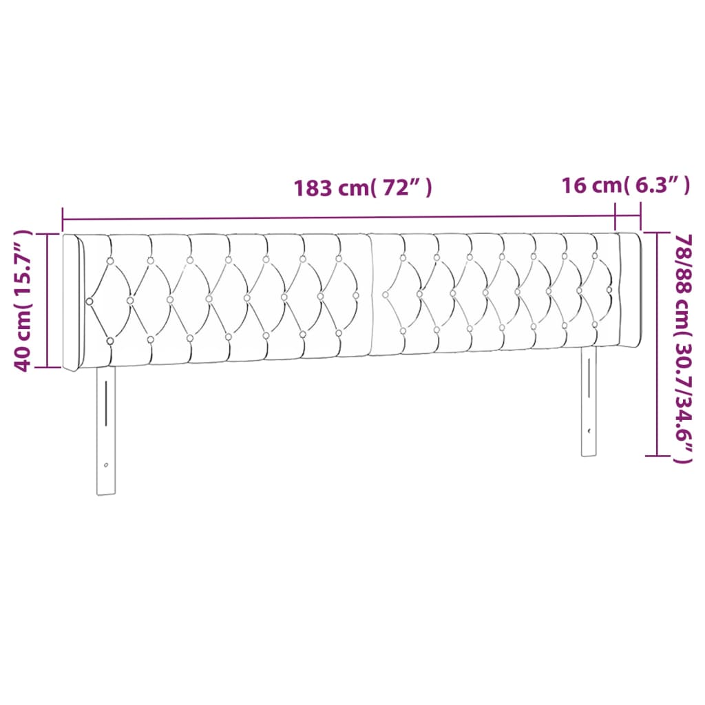 vidaXL Cabecero de tela gris oscuro 183x16x78/88 cm