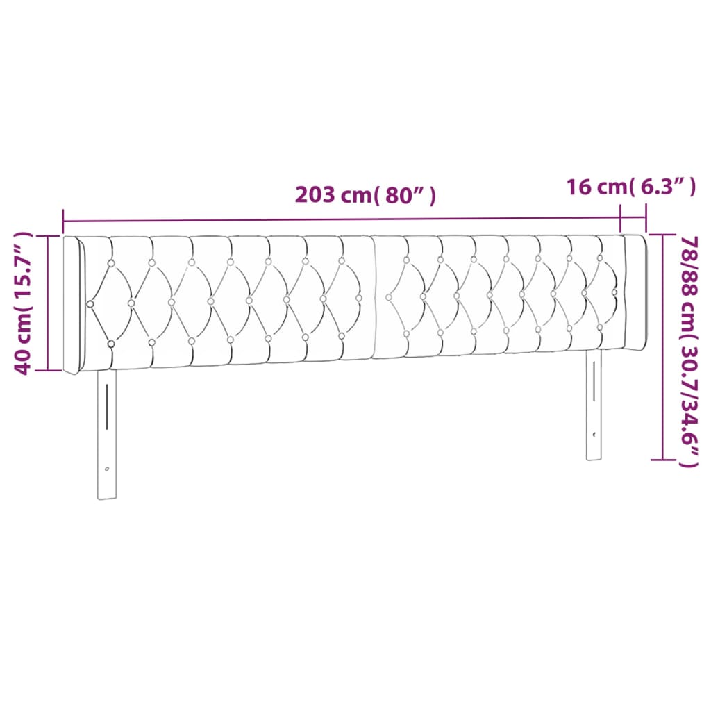 vidaXL Cabecero de tela gris oscuro 203x16x78/88 cm