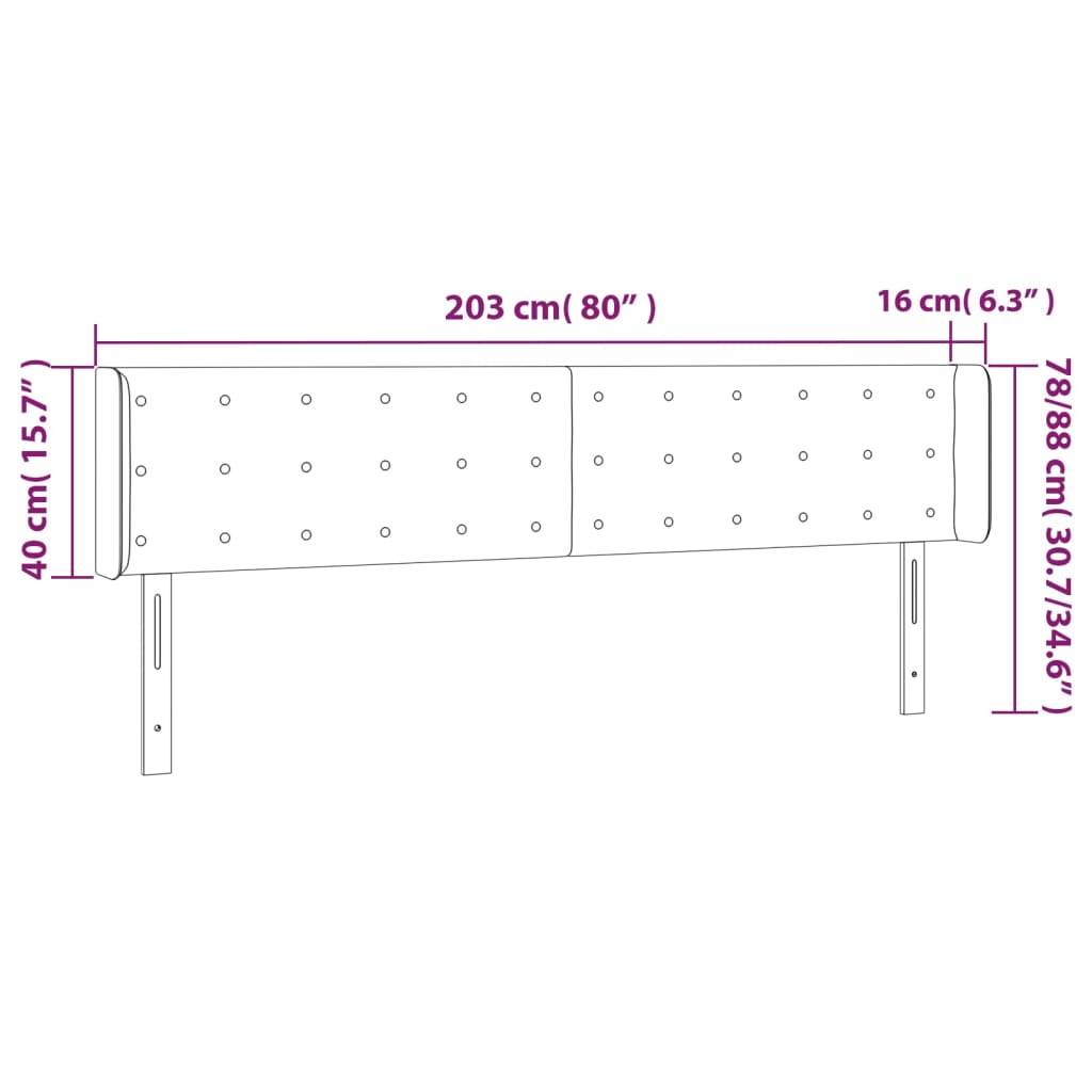 vidaXL Cabecero de tela gris claro 203x16x78/88 cm