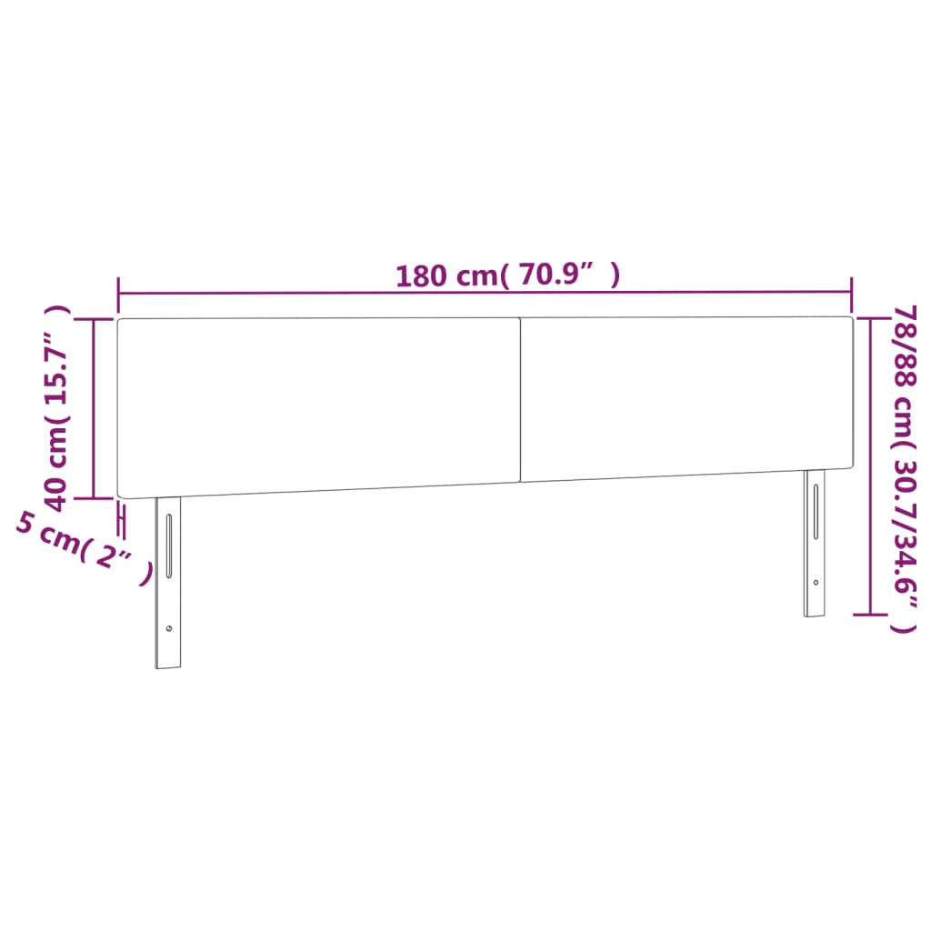 vidaXL Cabecero con LED de terciopelo gris oscuro 180x5x78/88 cm