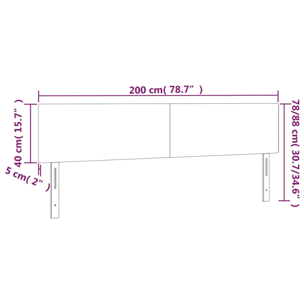 vidaXL Cabecero con LED de terciopelo gris claro 200x5x78/88 cm