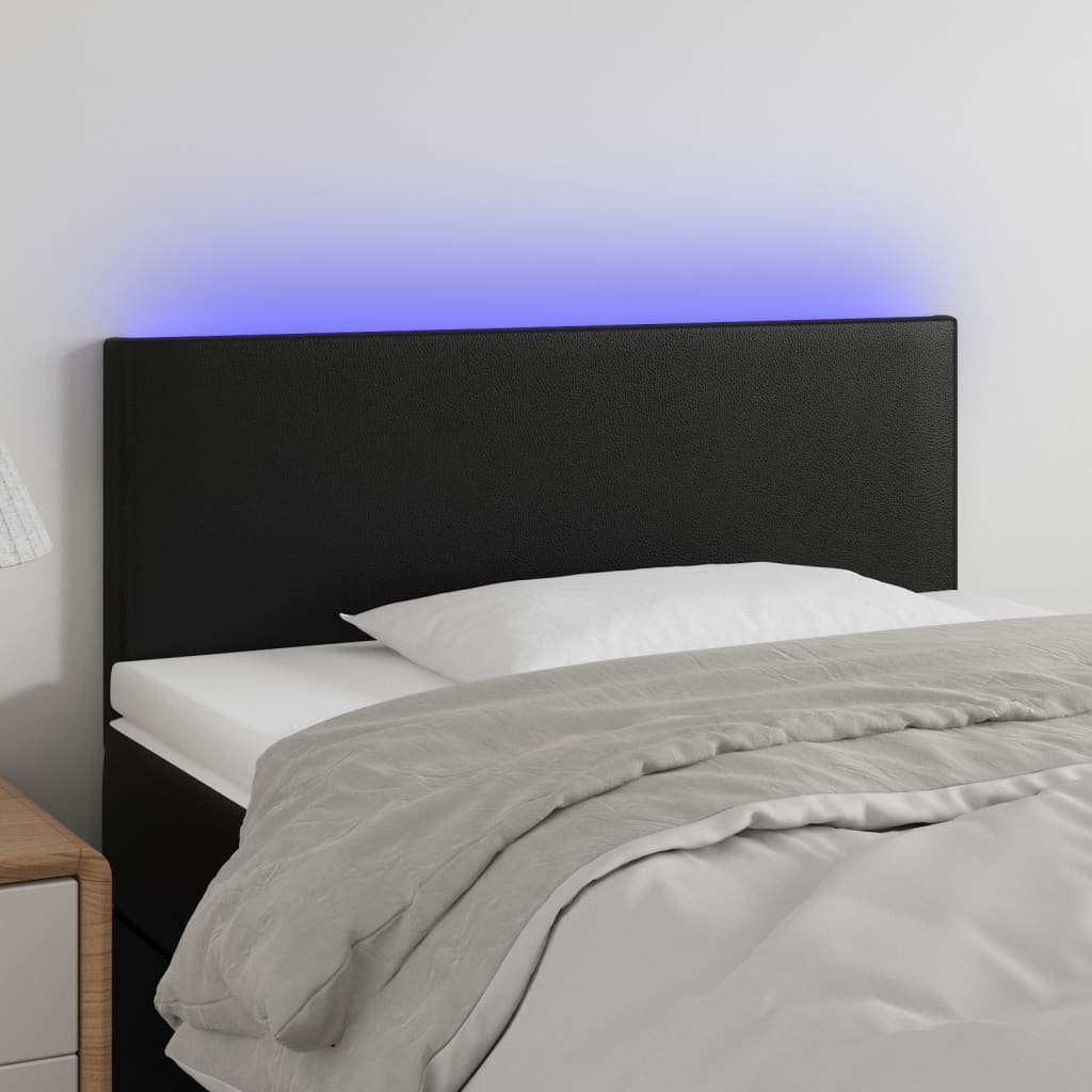 vidaXL Cabecero con LED cuero sintético negro 90x5x78/88 cm