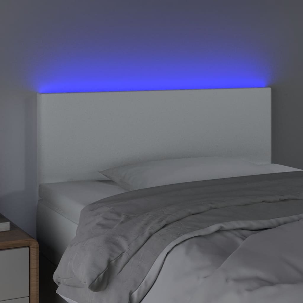 vidaXL Cabecero con LED cuero sintético blanco 90x5x78/88 cm