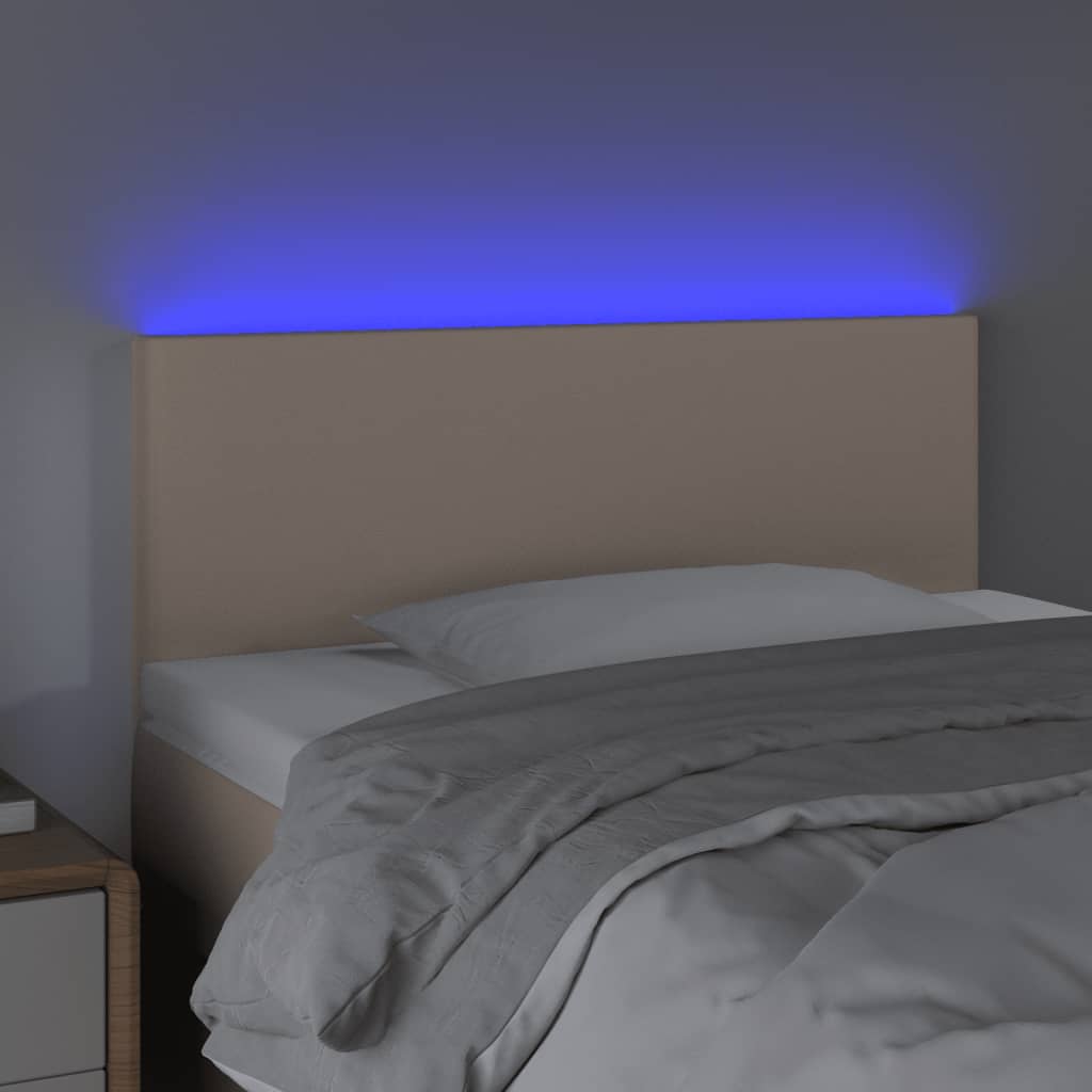 vidaXL Cabecero con LED cuero sintético color capuchino 90x5x78/88 cm