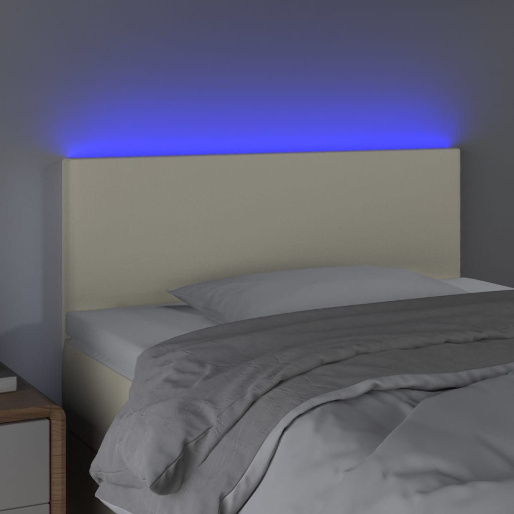 vidaXL Cabecero con LED cuero sintético color crema 100x5x78/88 cm