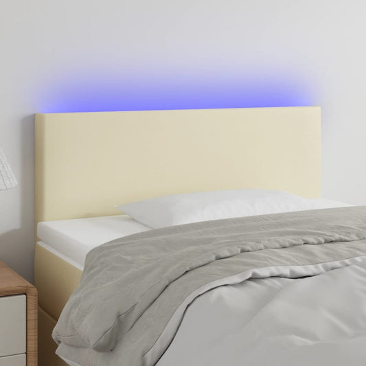 vidaXL Cabecero con LED cuero sintético color crema 100x5x78/88 cm