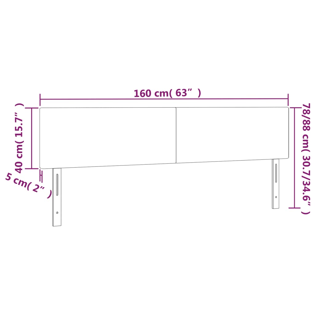 vidaXL Cabecero con LED cuero sintético gris 160x5x78/88 cm