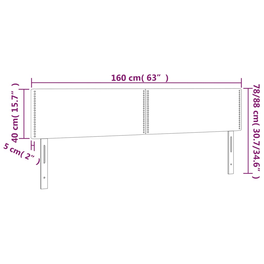 vidaXL Cabecero con LED de tela marrón oscuro 160x5x78/88 cm