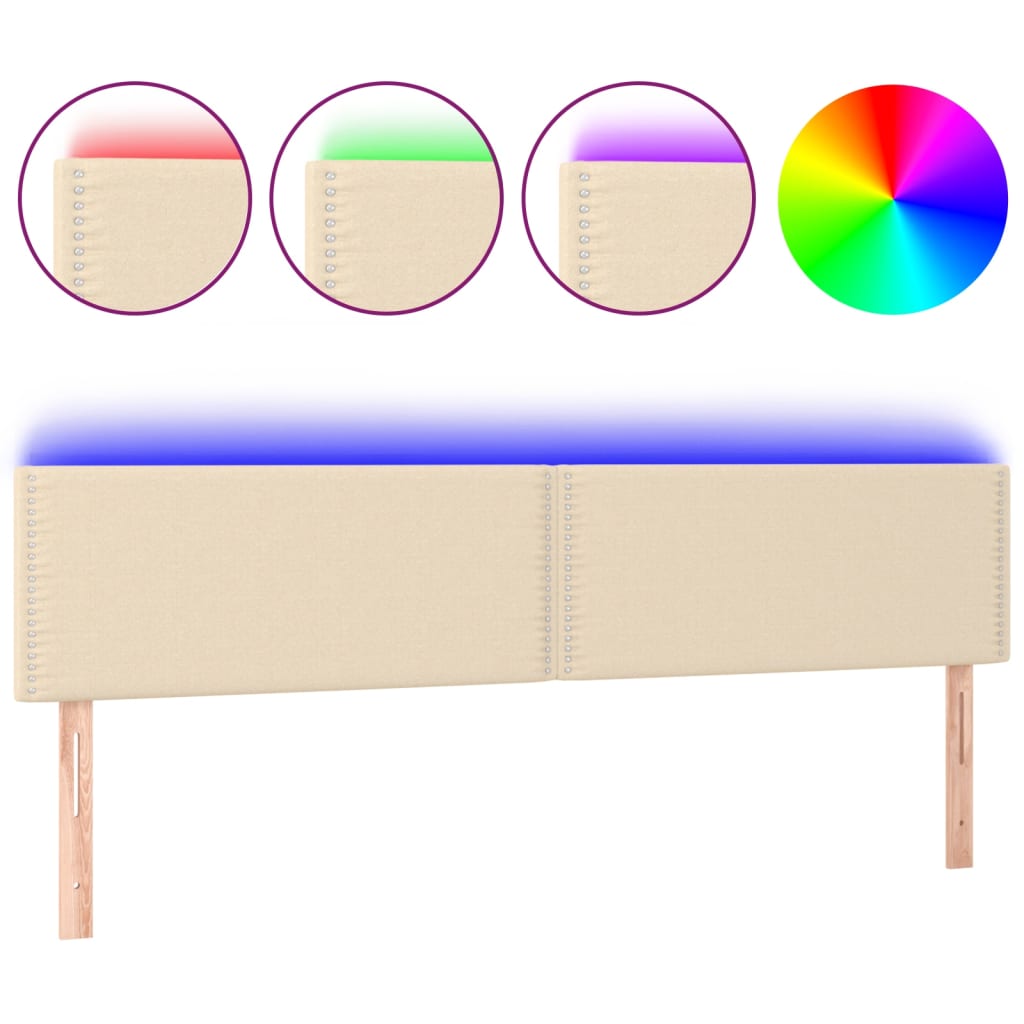 vidaXL Cabecero con LED de tela color crema 160x5x78/88 cm