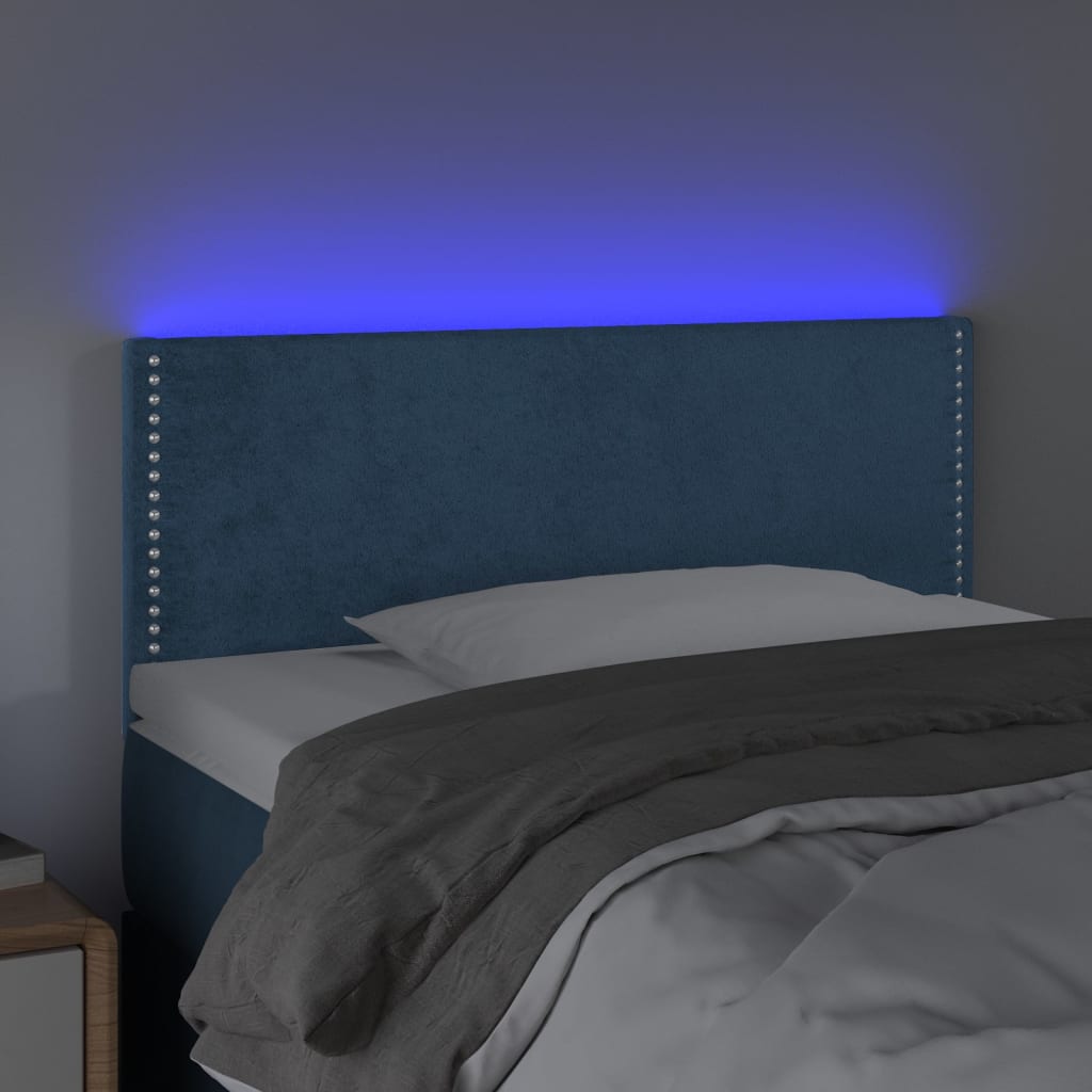 vidaXL Cabecero con LED de terciopelo azul oscuro 80x5x78/88 cm