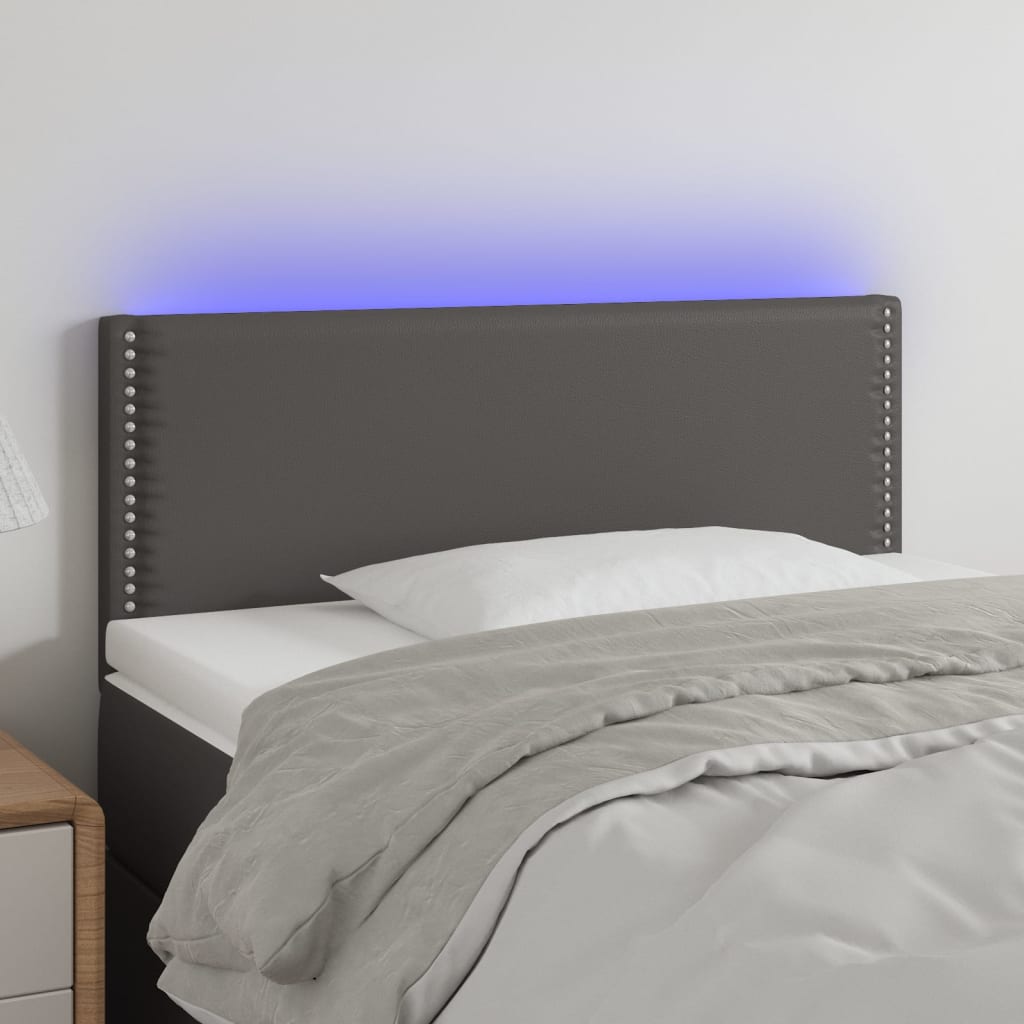 vidaXL Cabecero con LED cuero sintético gris 80x5x78/88 cm