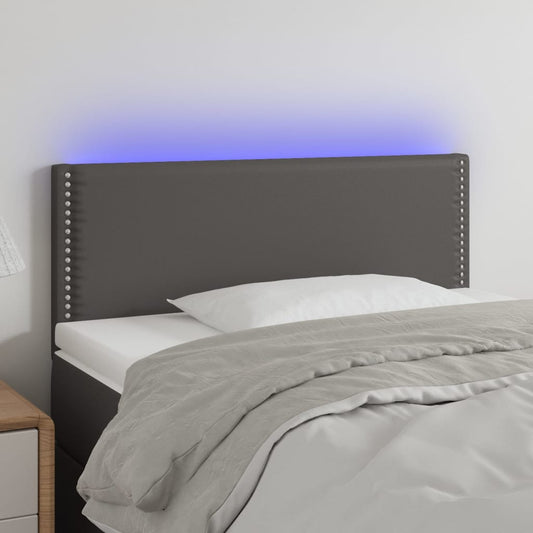 vidaXL Cabecero con LED cuero sintético gris 80x5x78/88 cm