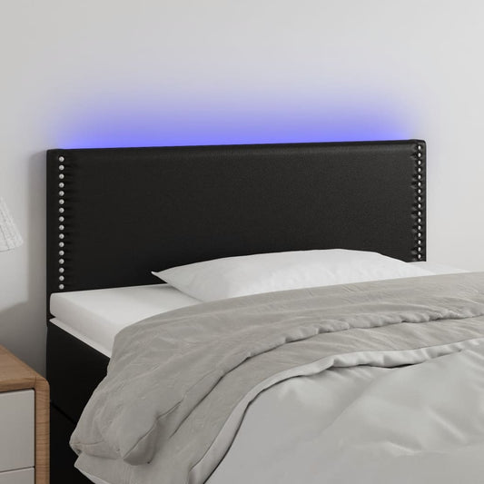 vidaXL Cabecero con LED cuero sintético negro 100x5x78/88 cm