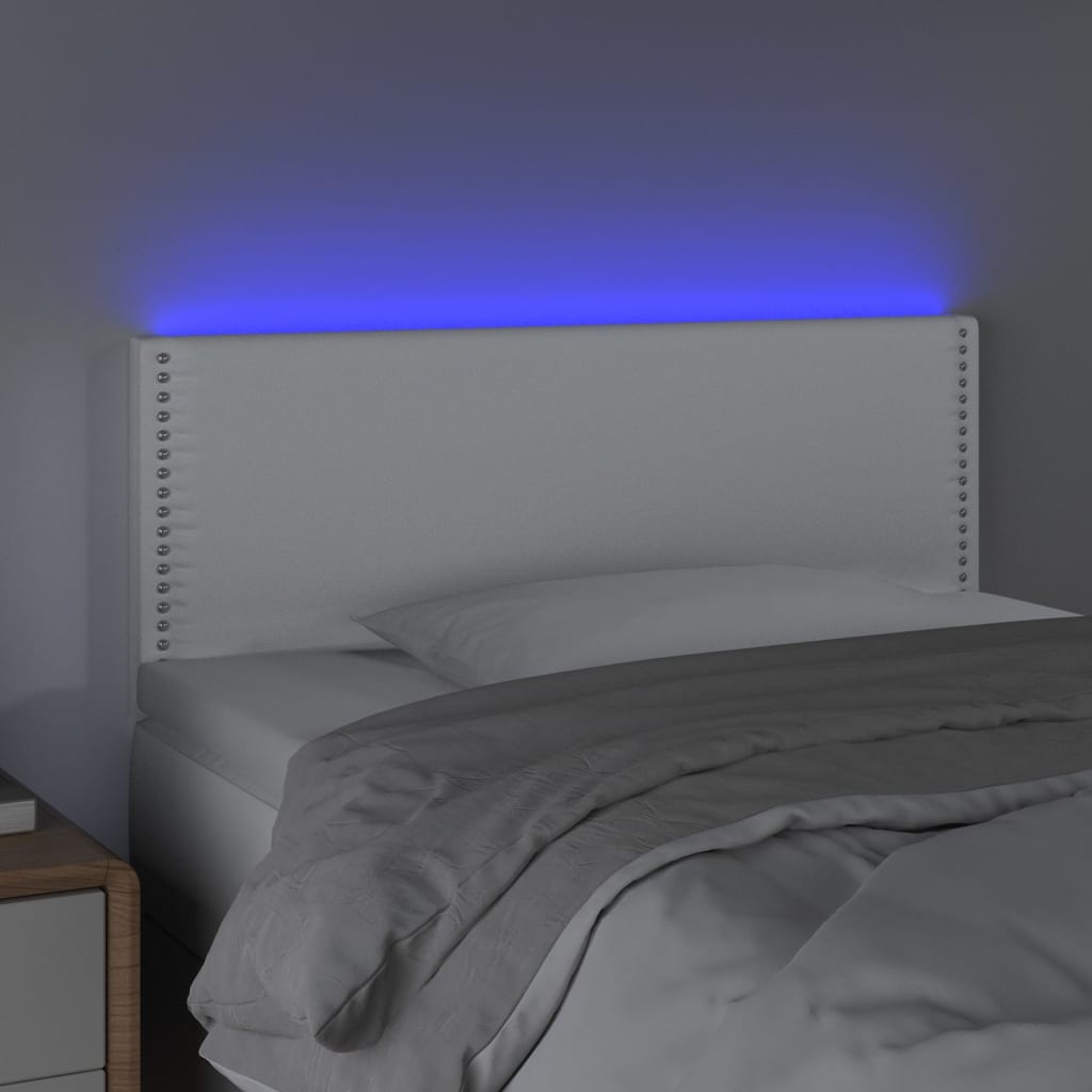 vidaXL Cabecero con LED cuero sintético blanco 100x5x78/88 cm