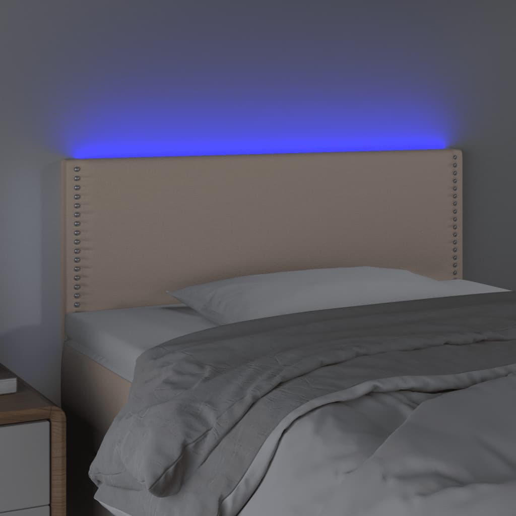 vidaXL Cabecero con LED cuero sintético color capuchino 100x5x78/88 cm