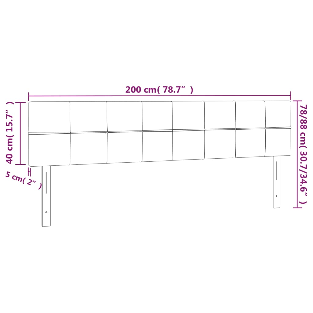 vidaXL Cabecero con LED de tela marrón oscuro 200x5x78/88 cm