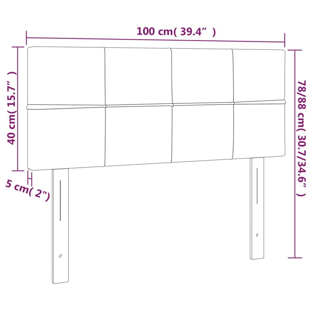 vidaXL Cabecero con LED de terciopelo negro 100x5x78/88 cm