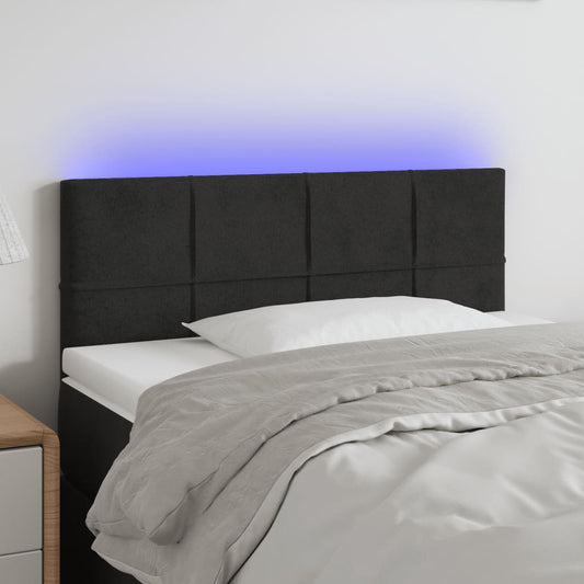 vidaXL Cabecero con LED de terciopelo negro 100x5x78/88 cm