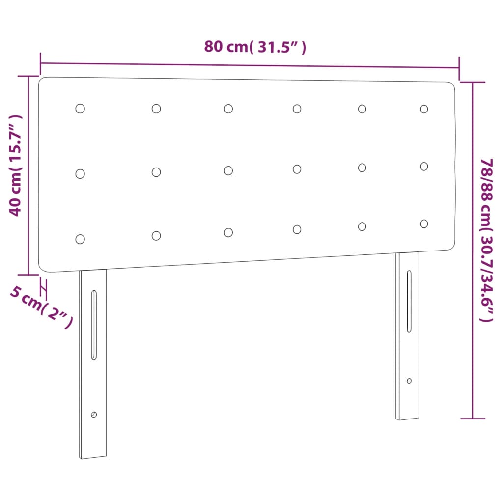 vidaXL Cabecero con LED cuero sintético blanco 80x5x78/88 cm