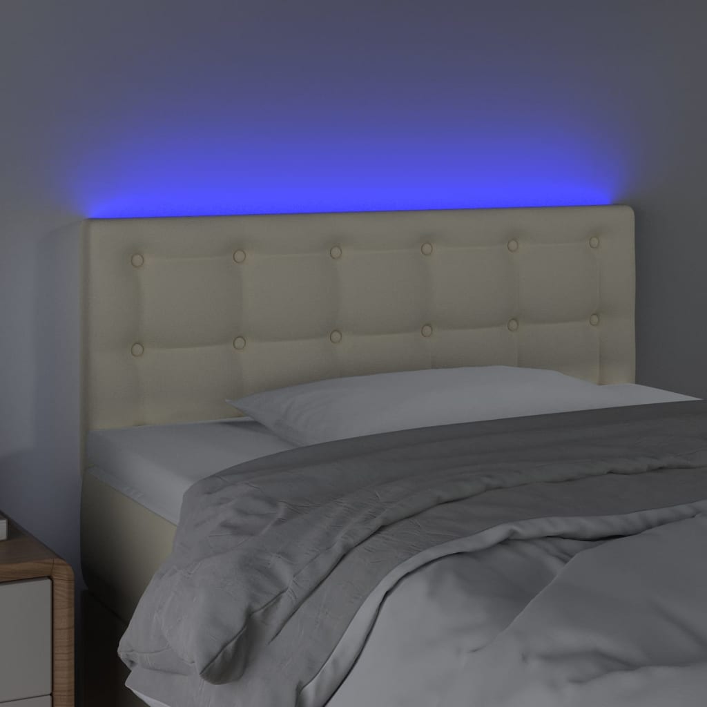 vidaXL Cabecero con LED cuero sintético color crema 80x5x78/88 cm