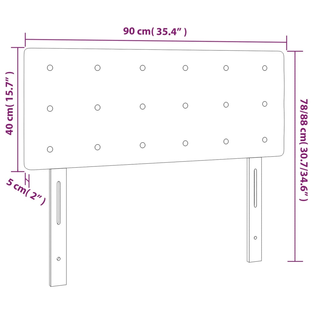 vidaXL Cabecero con LED cuero sintético negro 90x5x78/88 cm