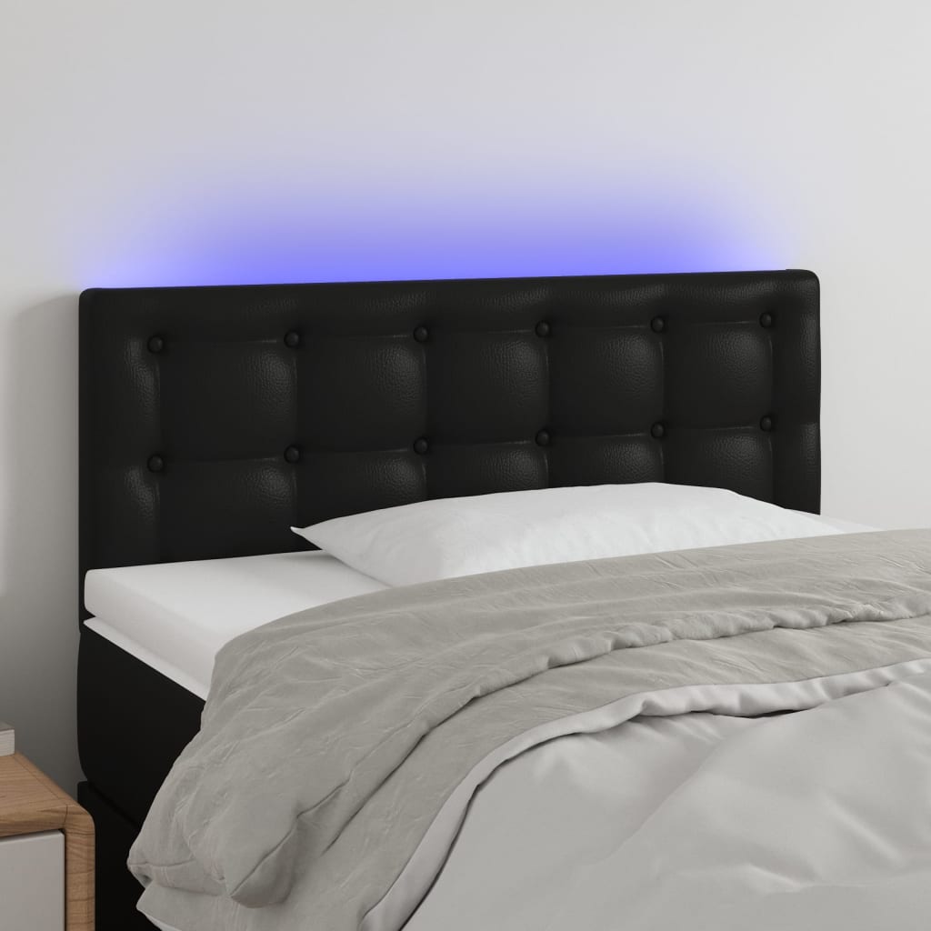 vidaXL Cabecero con LED cuero sintético negro 90x5x78/88 cm