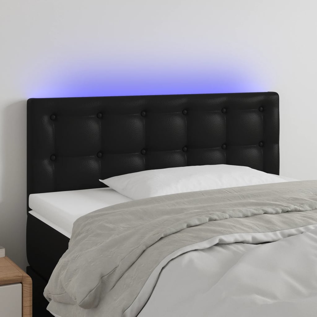 vidaXL Cabecero con LED cuero sintético negro 100x5x78/88 cm