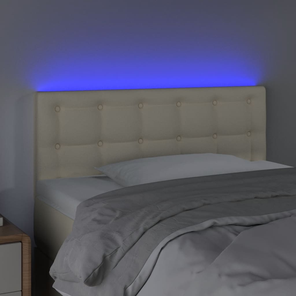 vidaXL Cabecero con LED cuero sintético color crema 100x5x78/88 cm