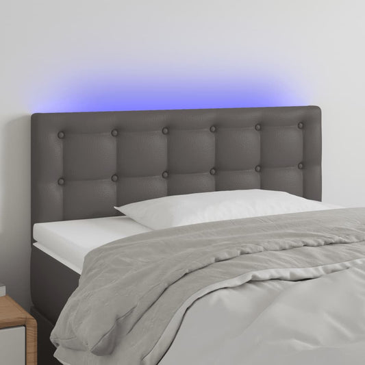 vidaXL Cabecero con LED cuero sintético gris 100x5x78/88 cm