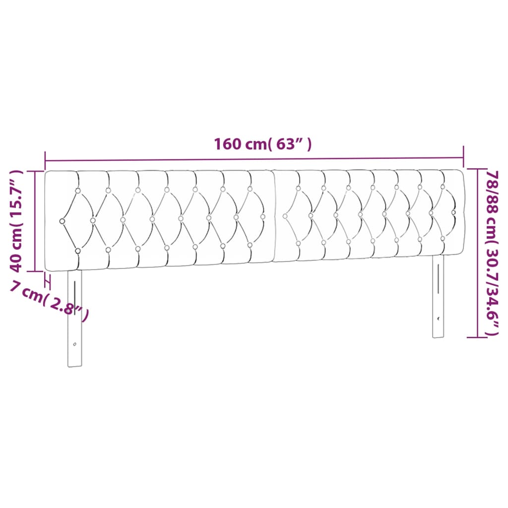 vidaXL Cabecero con LED de terciopelo gris claro 160x7x78/88 cm