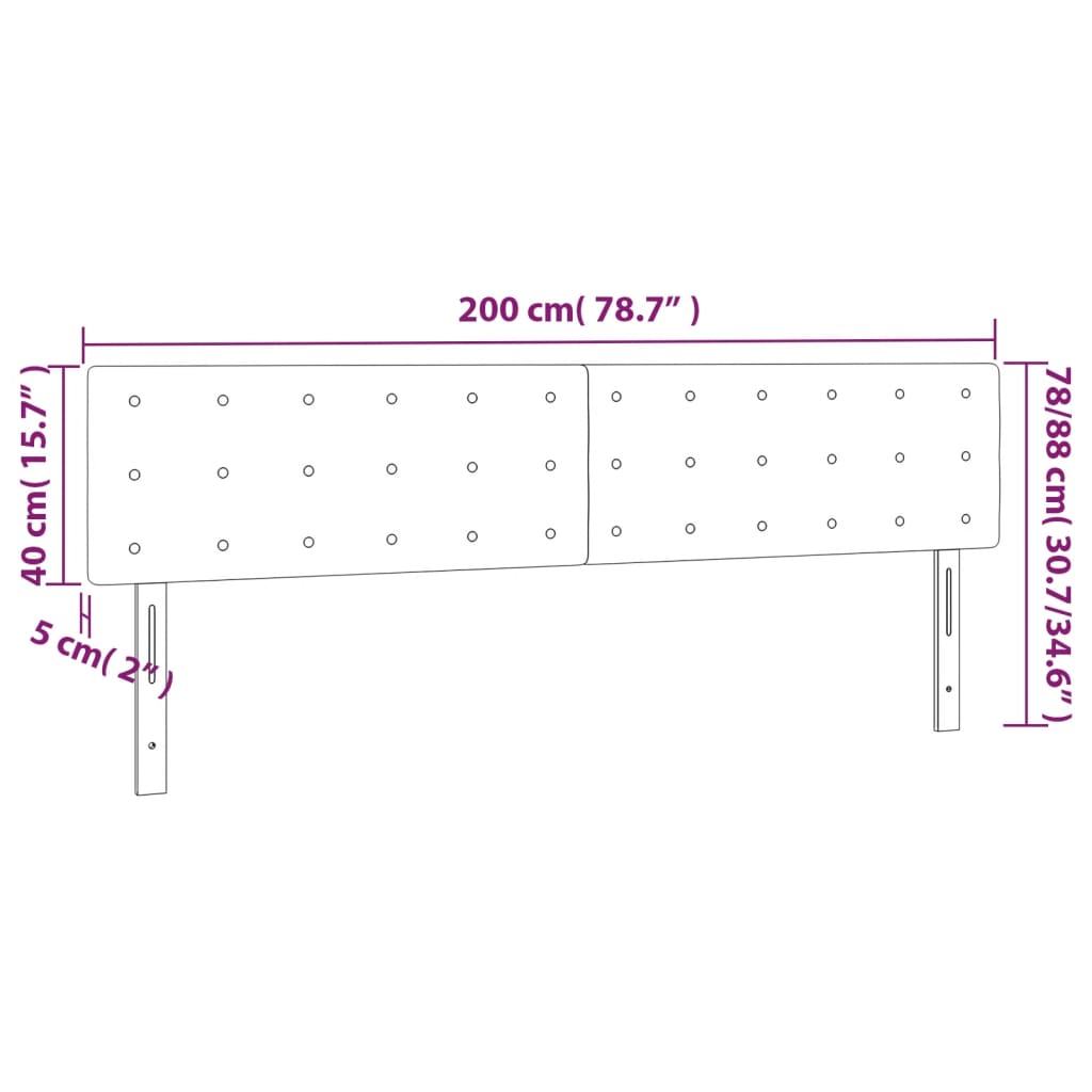 vidaXL Cabecero con LED de tela gris claro 200x5x78/88 cm