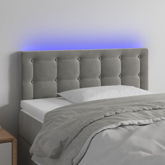 vidaXL Cabecero con LED de terciopelo gris claro 90x5x78/88 cm