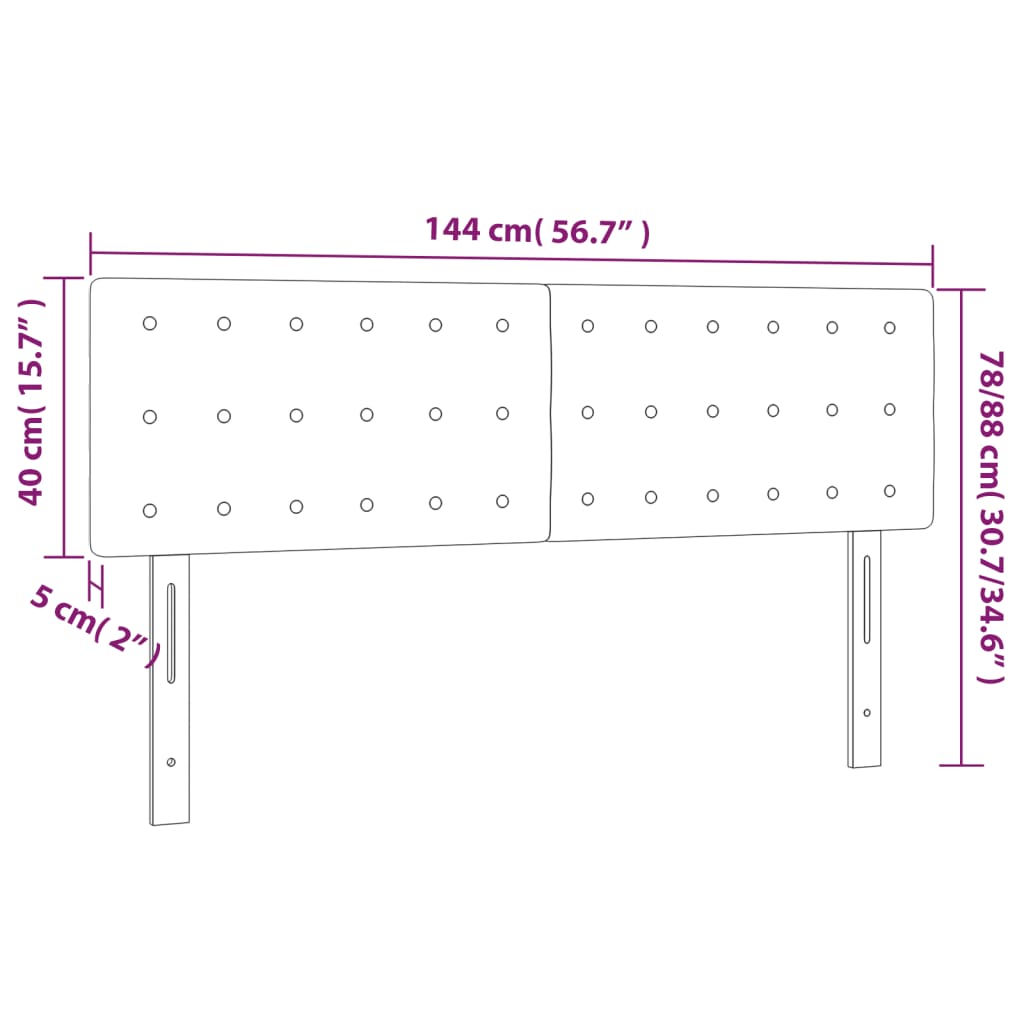 vidaXL Cabecero con LED de terciopelo negro 144x5x78/88 cm