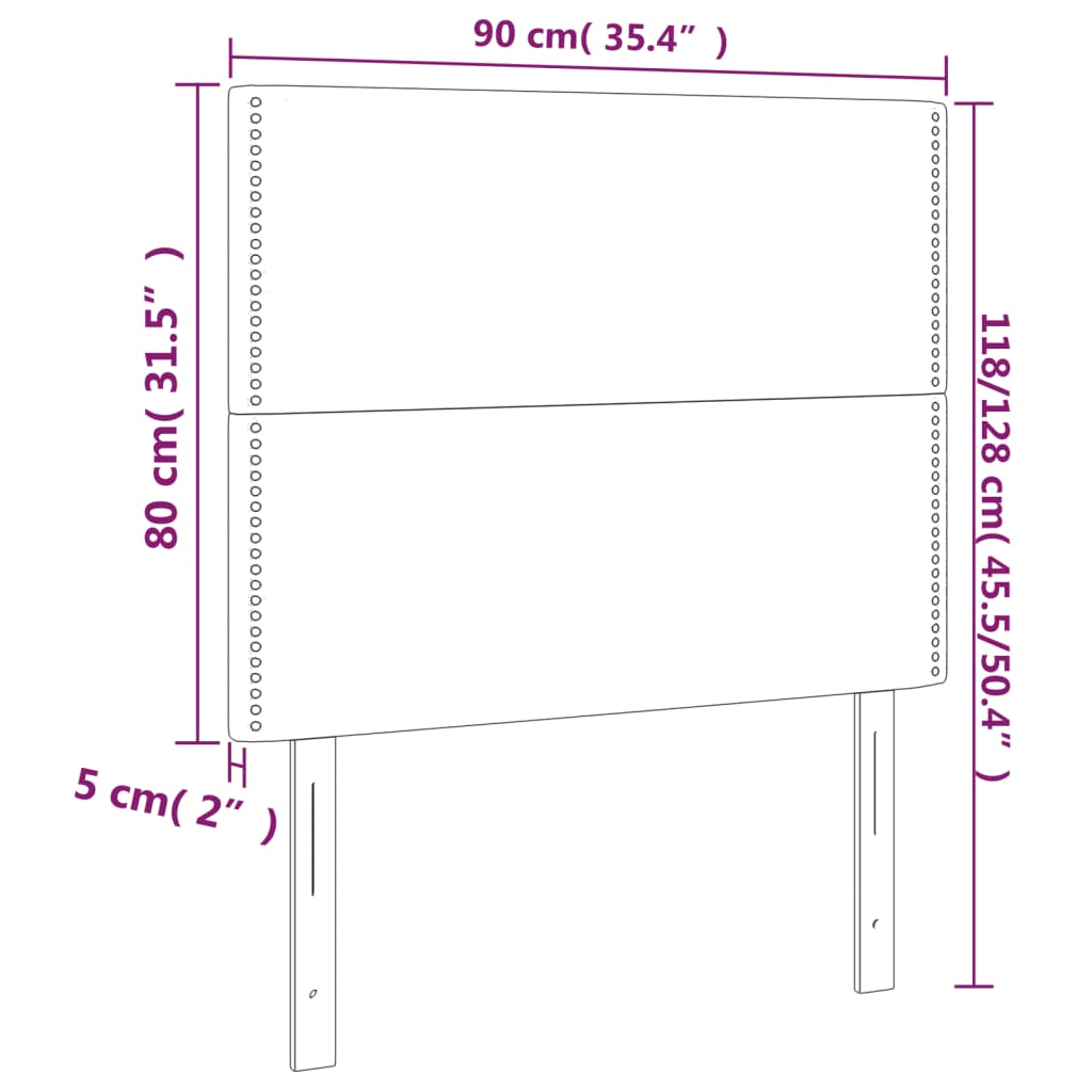 vidaXL Cabecero con luces LED terciopelo rosa 90x5x118/128 cm