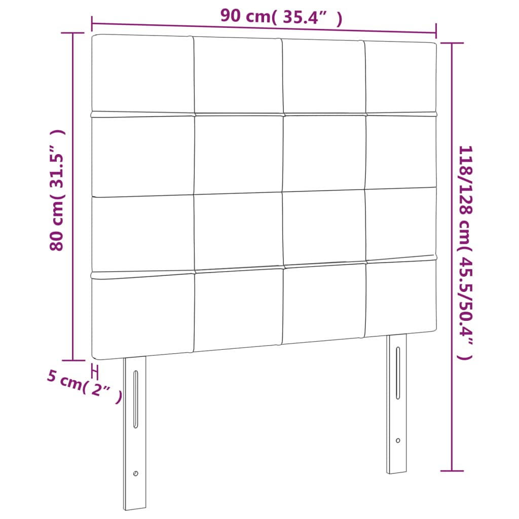 vidaXL Cabecero con luces LED terciopelo gris oscuro 90x5x118/128 cm