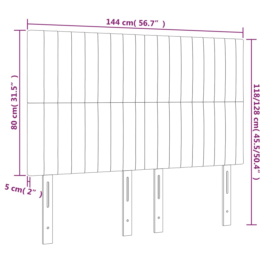 vidaXL Cabecero con luces LED terciopelo negro 144x5x118/128 cm