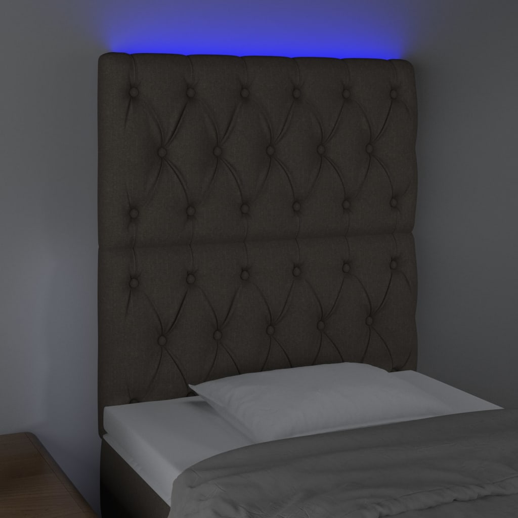 vidaXL Cabecero con luces LED tela gris taupe 80x7x118/128 cm