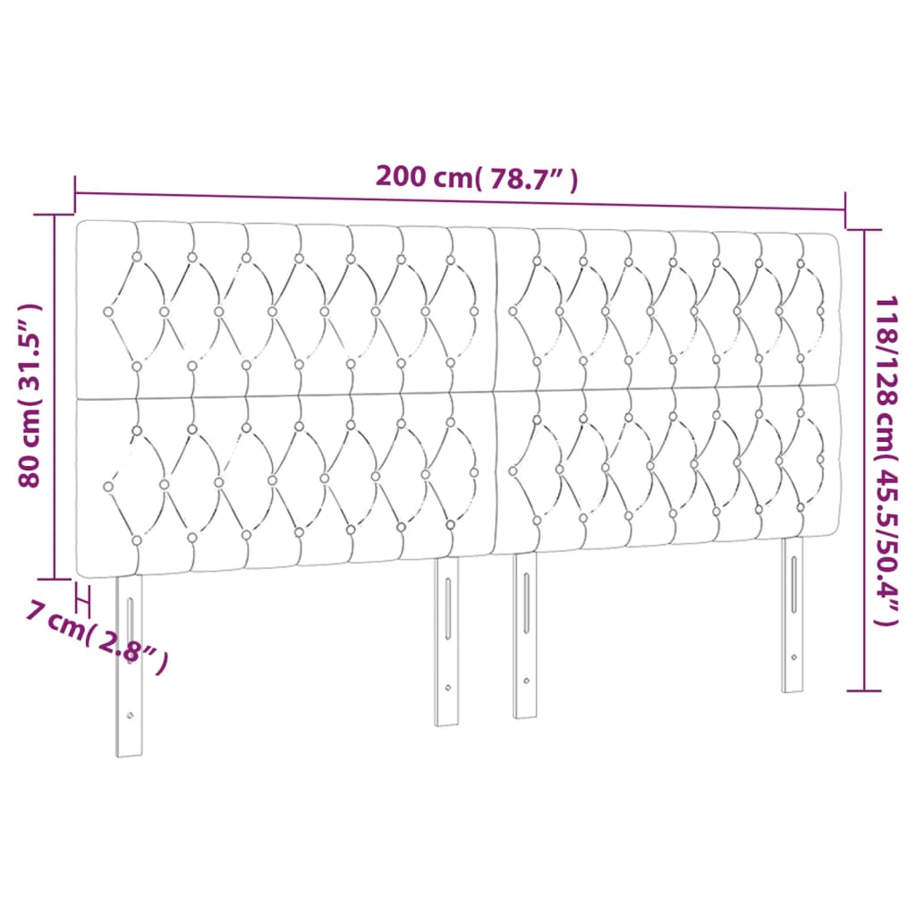 vidaXL Cabecero con luces LED tela gris taupe 200x7x118/128 cm