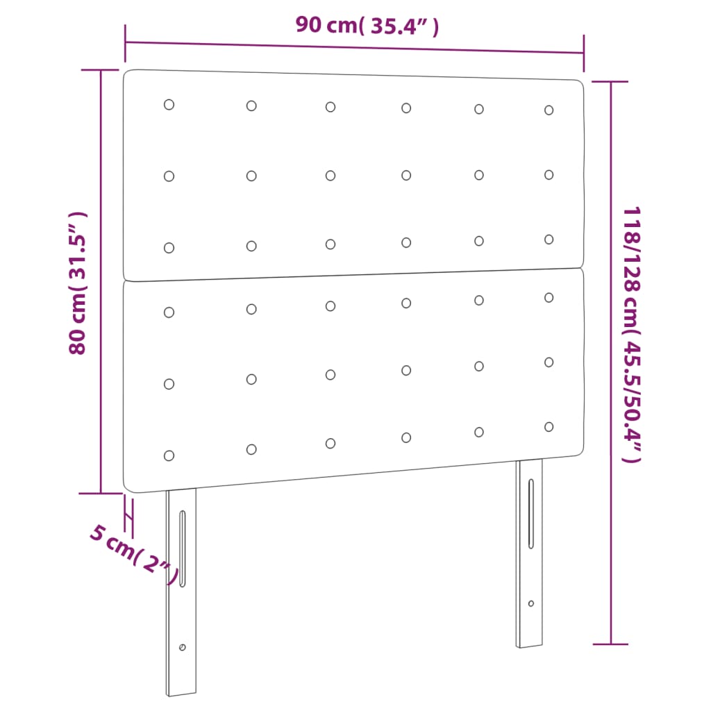 vidaXL Cabecero con luces LED tela negro 90x5x118/128 cm